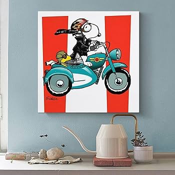Amazon.co.jp: スヌーピー バイクに 乗り アート絵画ポスター (2